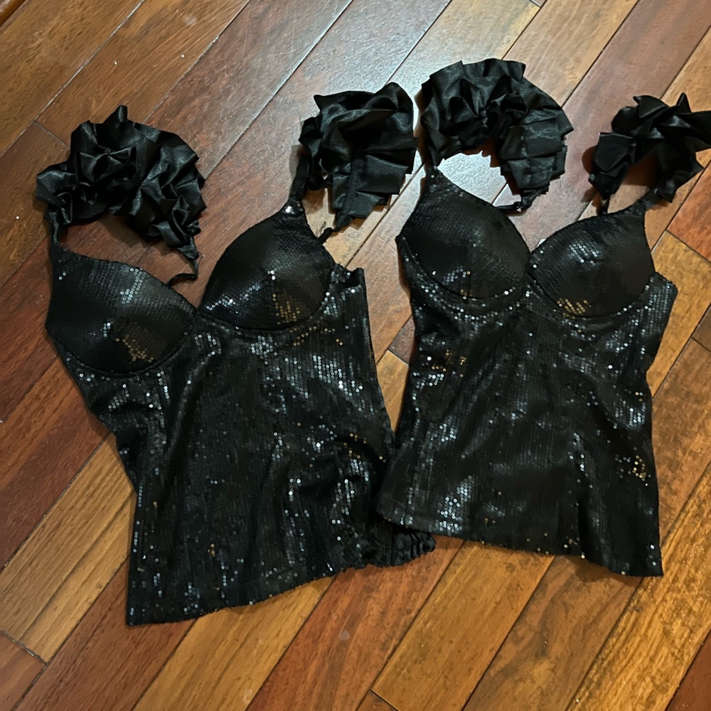 Black sequin tiered cami